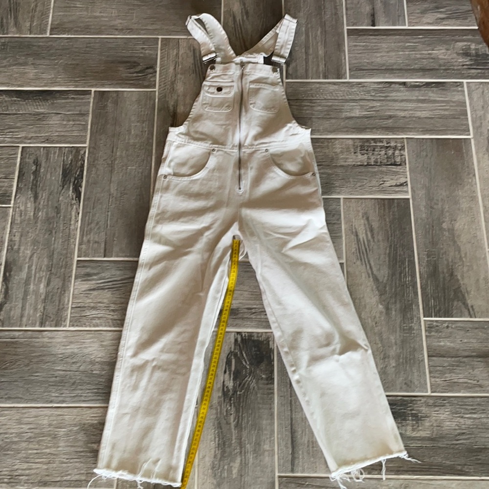 Reformation White/Cream Denim Overalls Jumpsuit